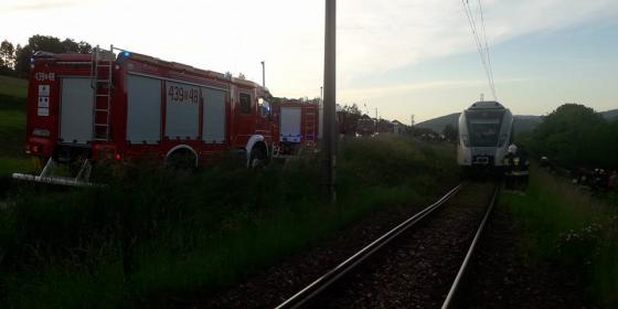 Pożar pociągu relacji Katowice-Wisła