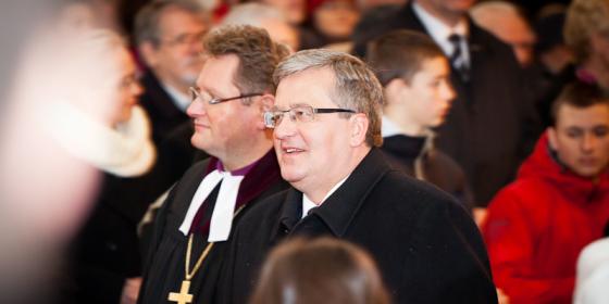Prezydent Bronisław Komorowski wziął udział w nabożeństwie w Cieszynie